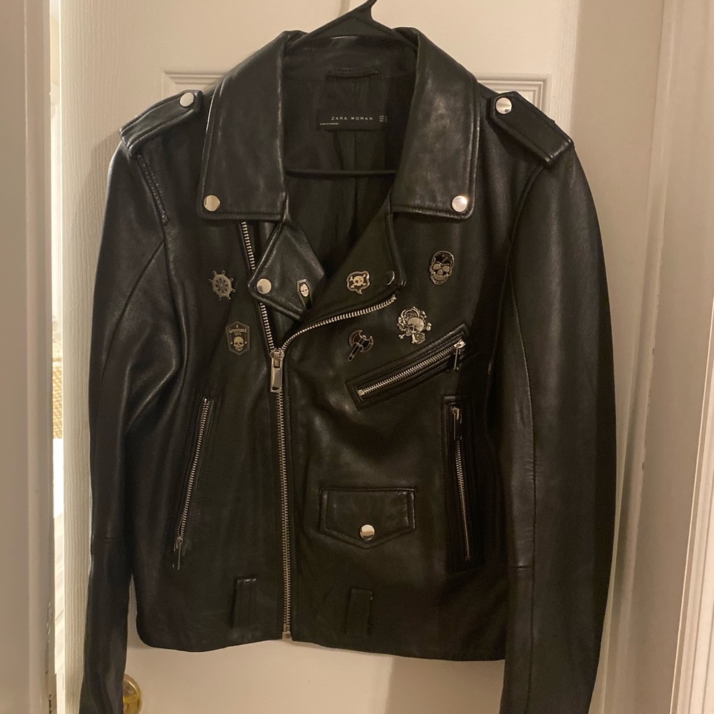 Zara Leather Jacket with Pins